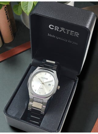 CRATER Men's Luxury Royal Watch – Stainless Steel Classic Design with Calendar, Water Resistant – Includes Original Brand Gift Box (Silver /Silver ) - view 4